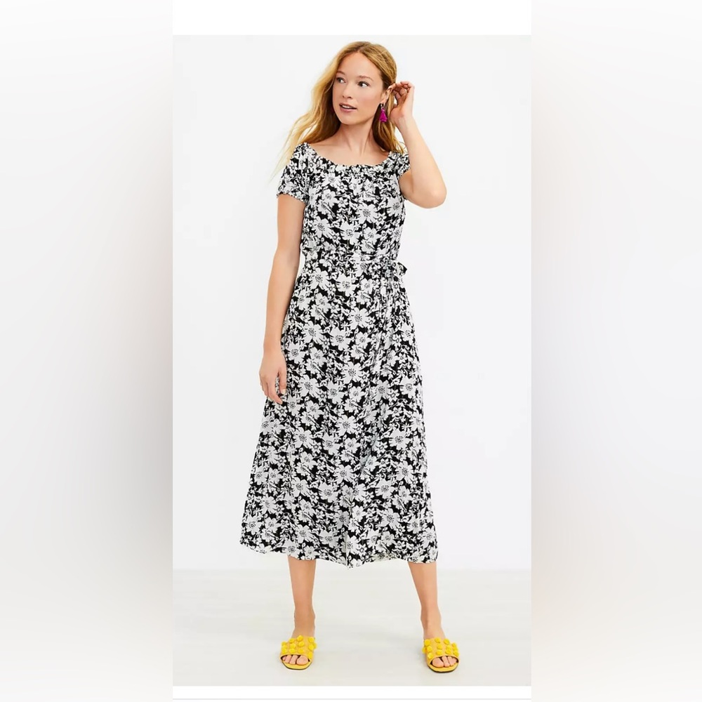 Loft Shimmer Floral Off The Shoulder
Maxi Dress